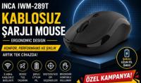 INCA IWM-289T Kablosuz siyah Ergonomic Design Şarjlı Mouse